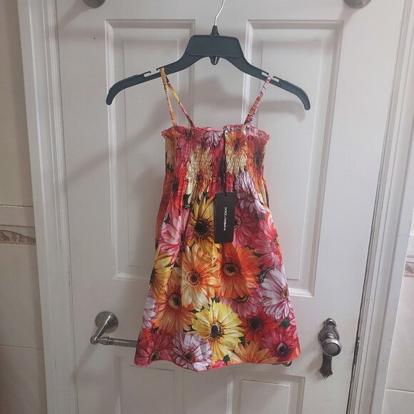 Dolce & Gabbana Pink Orange Yellow Sleeveless Floral Dress